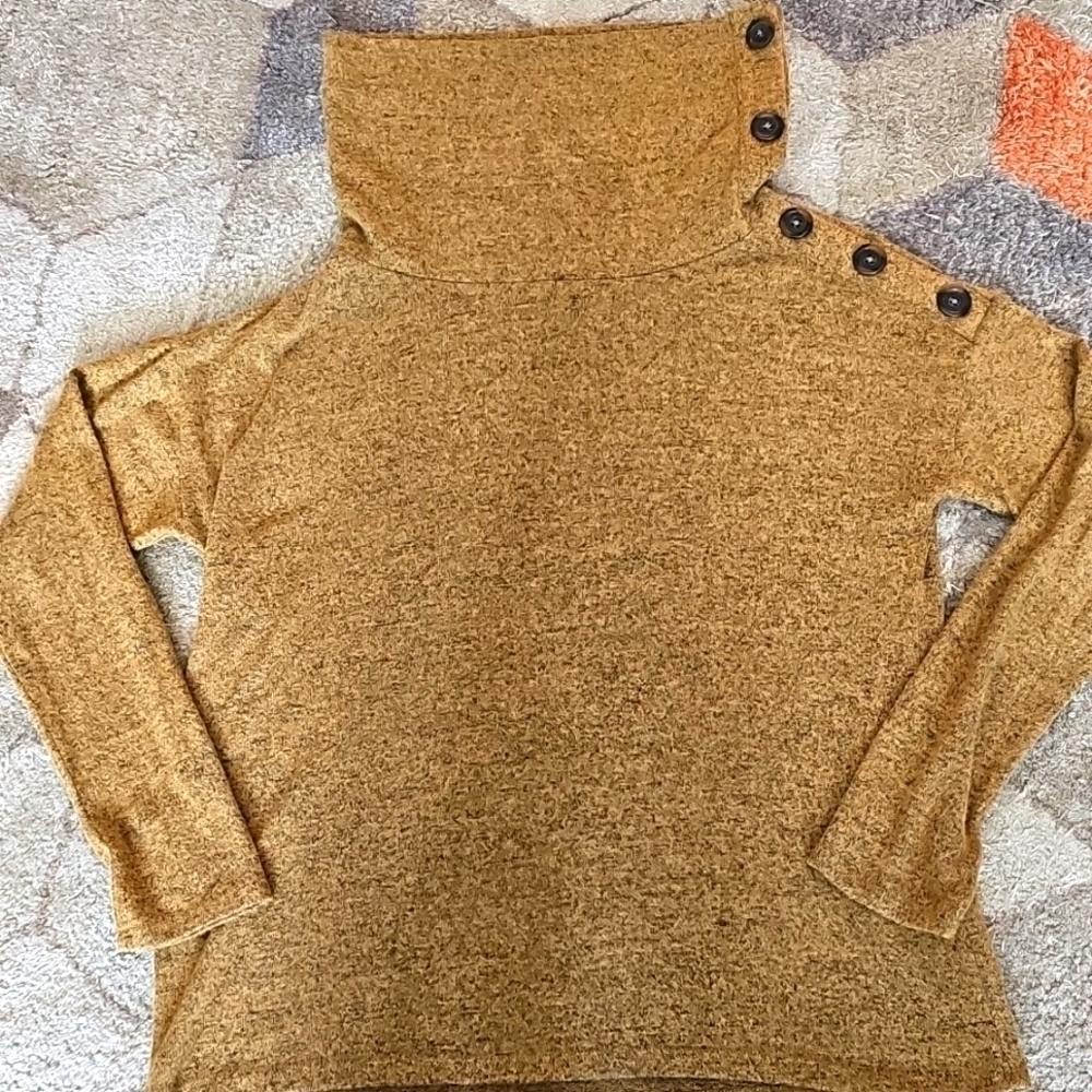24/7 solid button cowl neck pullover